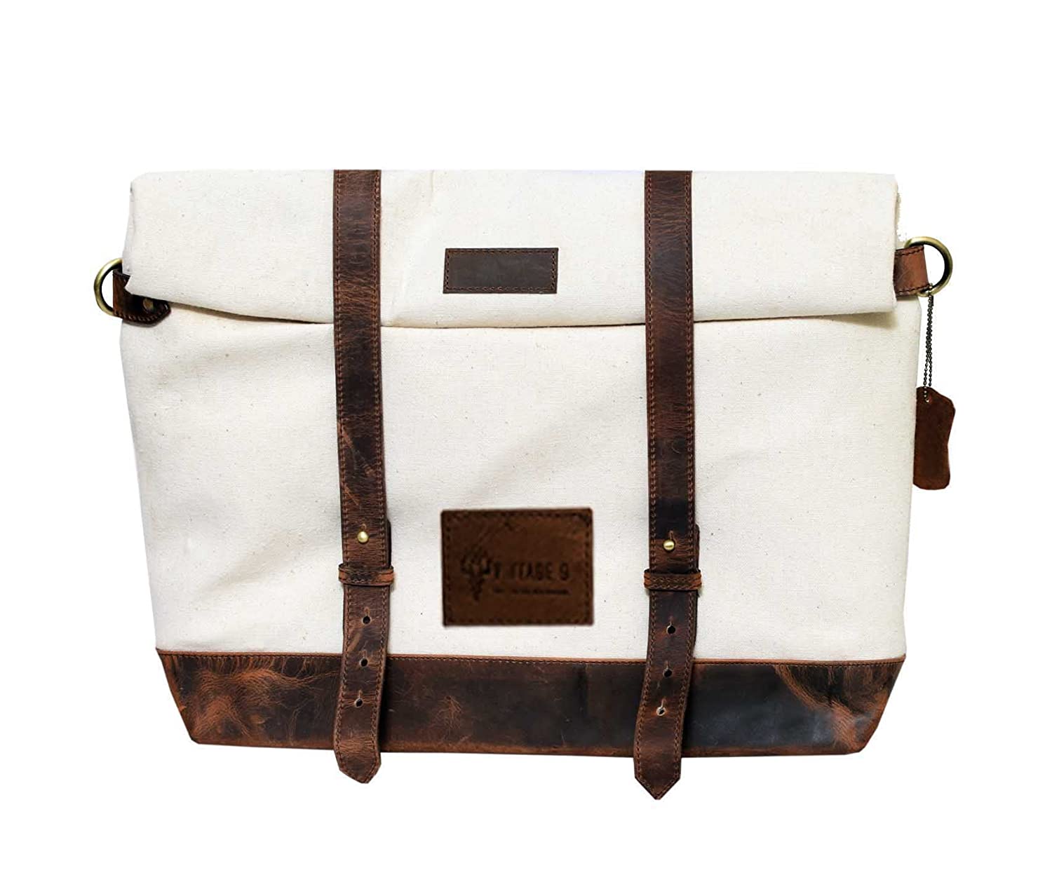 Canvas Leather Messenger Bag - Madrid