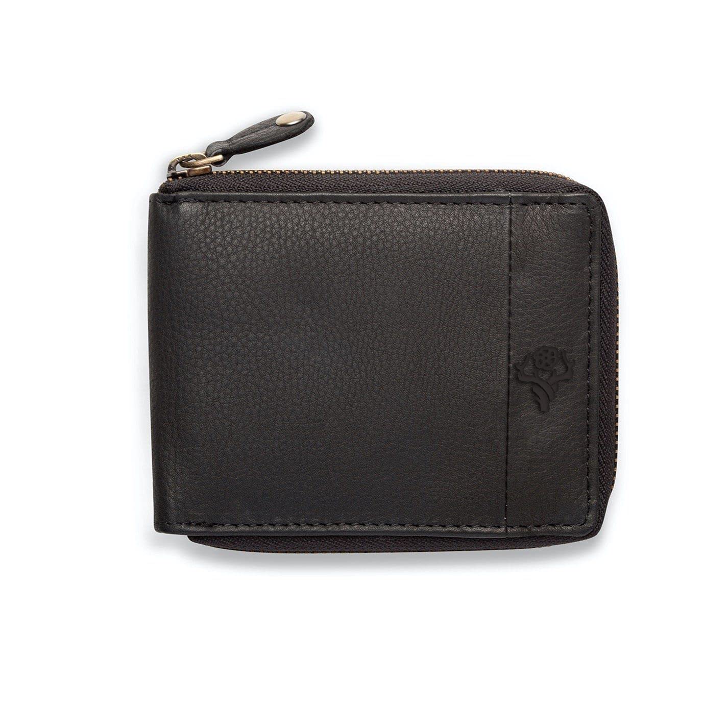 Leather Zipper Wallet Black - Durban