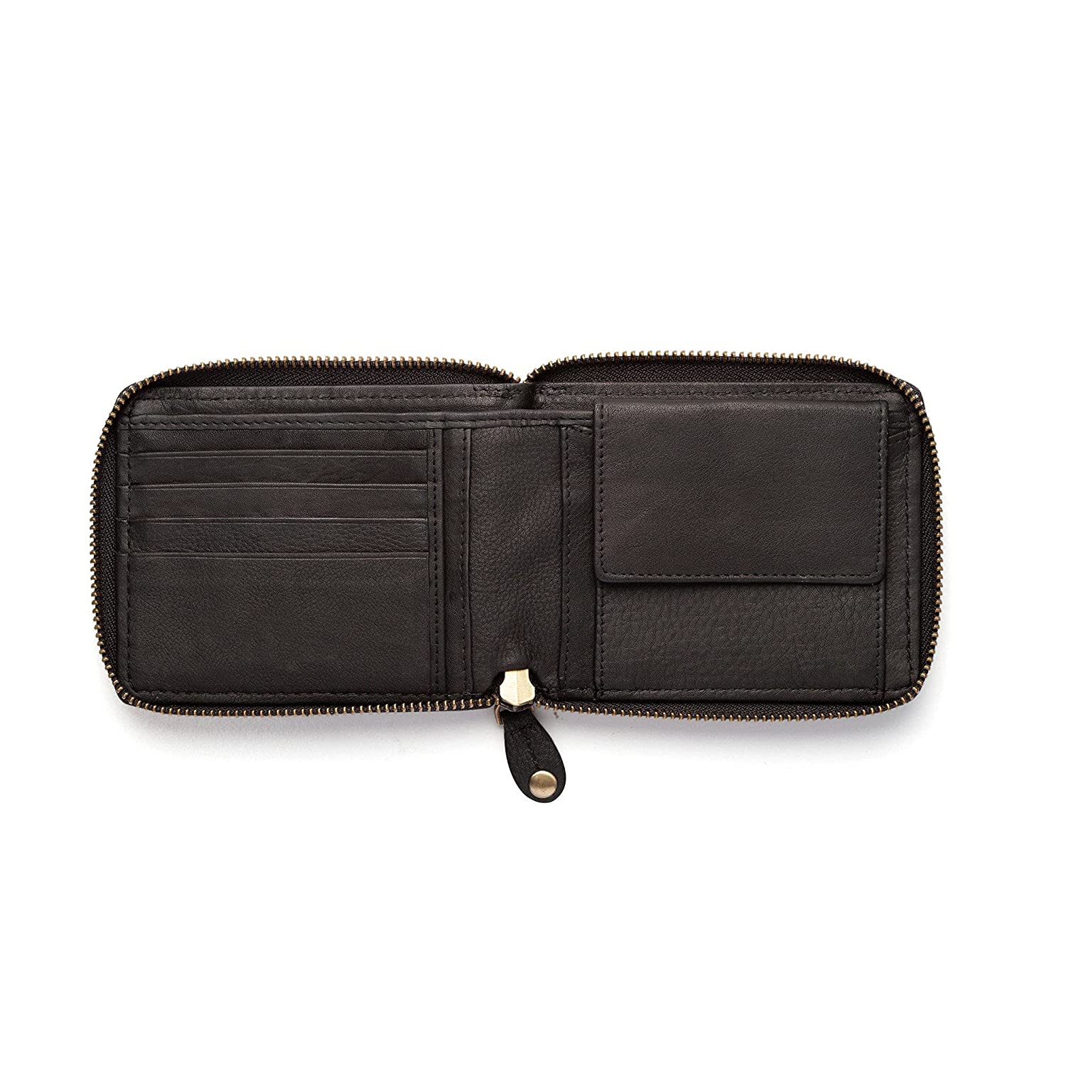 Leather Zipper Wallet Black - Durban Combo